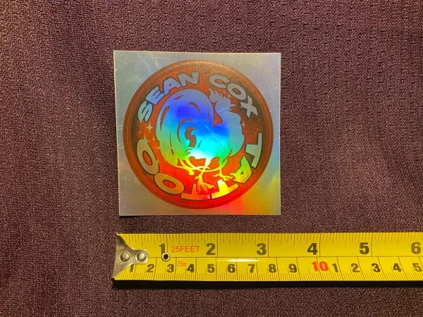 Sean Cox Tattoo Hologram Cock Sticker Size