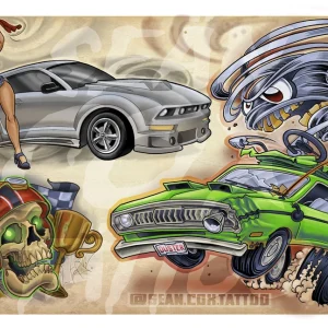 Lowbrow Car Flash Art Print 17x11 by Sean Cox
