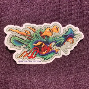 Rat Dragon Sticker by Sean Cox Tattoo