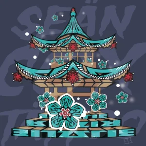 Vancouver Grizzlies Pagoda Art Print 12x14 by Sean Cox