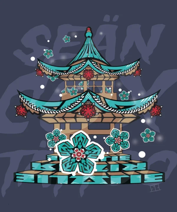 Vancouver Grizzlies Pagoda Art Print 12x14 by Sean Cox