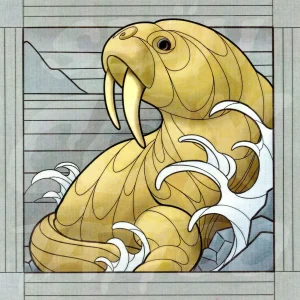 Walrus Linen Print by Sean Cox Tattoo