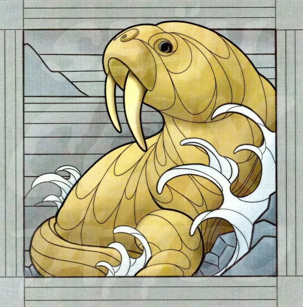 Walrus Linen Print by Sean Cox Tattoo