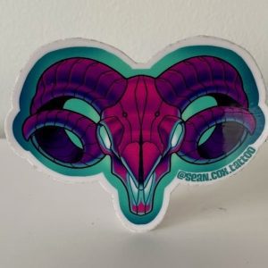 Purple ram skull sticker front view