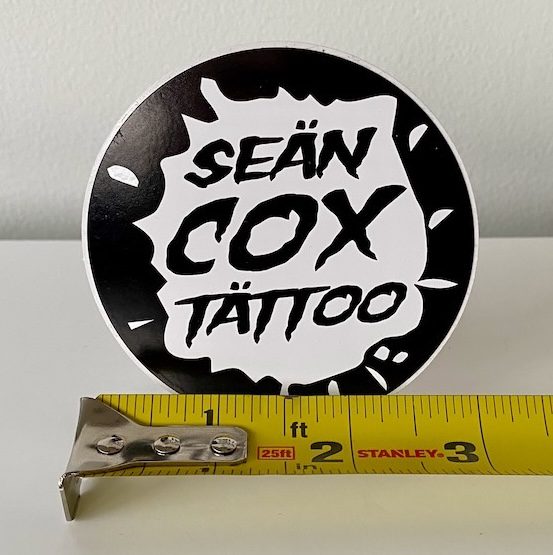 splat-size-sticker-tattoo-vancouver Black and white splat logo sticker front view