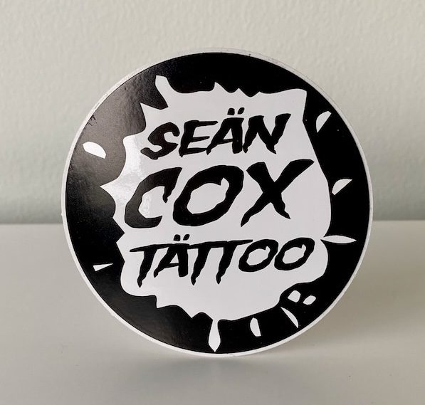 splat-sticker-tattoo-vancouver Black and white splat logo sticker front view