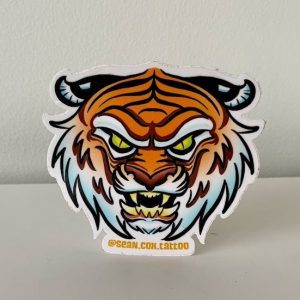 Tiger head sticker front view