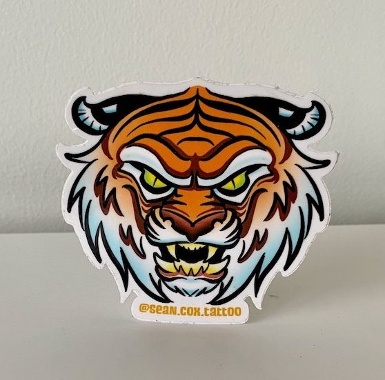 tiger-sticker-tattoo-vancouver Tiger head sticker front view