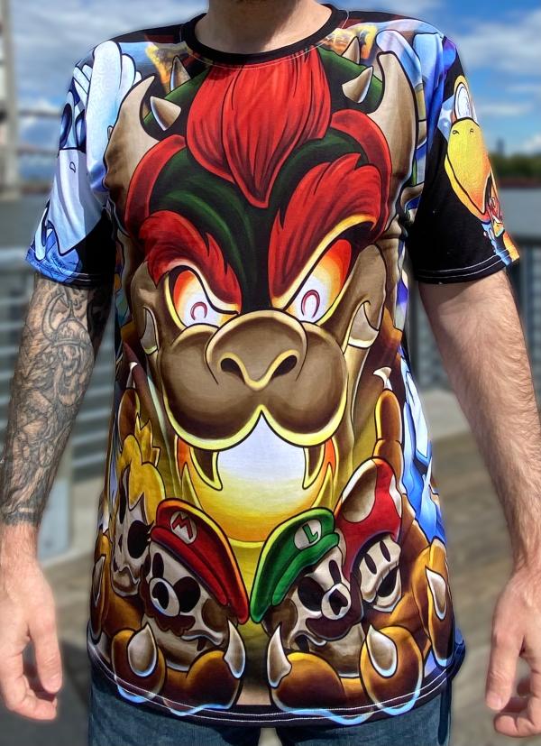 Super Mario Bowser Koopa Crew Neck All Over Print T-shirt