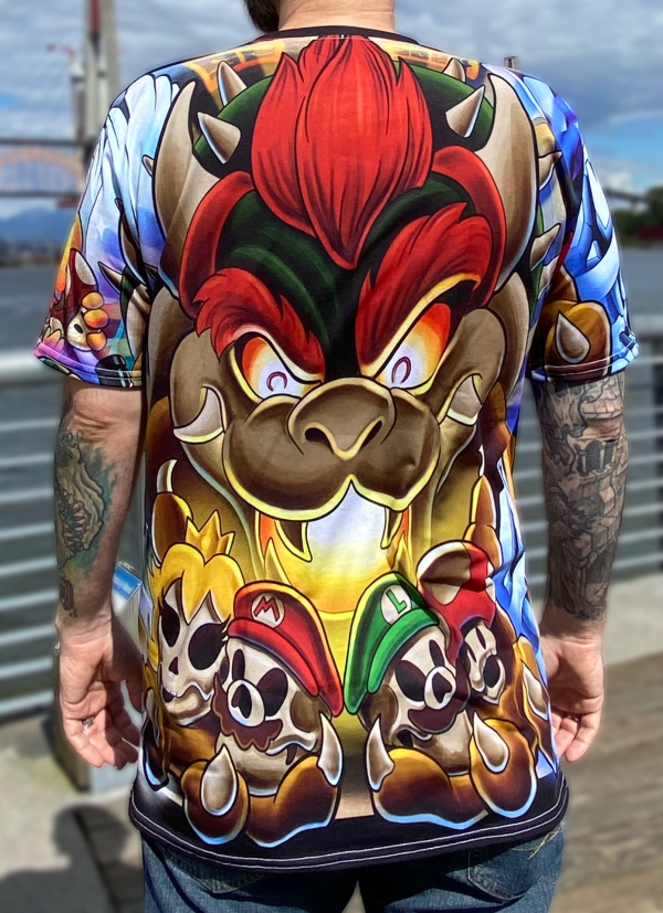 Super Mario Bowser Koopa Crew Neck All Over Print T-shirt