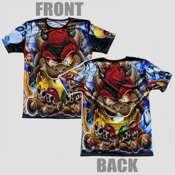 Super Mario Bowser Koopa Crew Neck All Over Print T-shirt