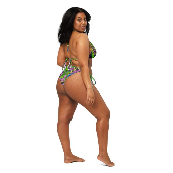 Plus-size model in Green Monster Bikini back view