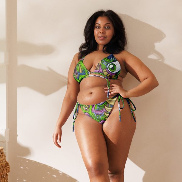 Plus-size model in Green Monster Bikini front view