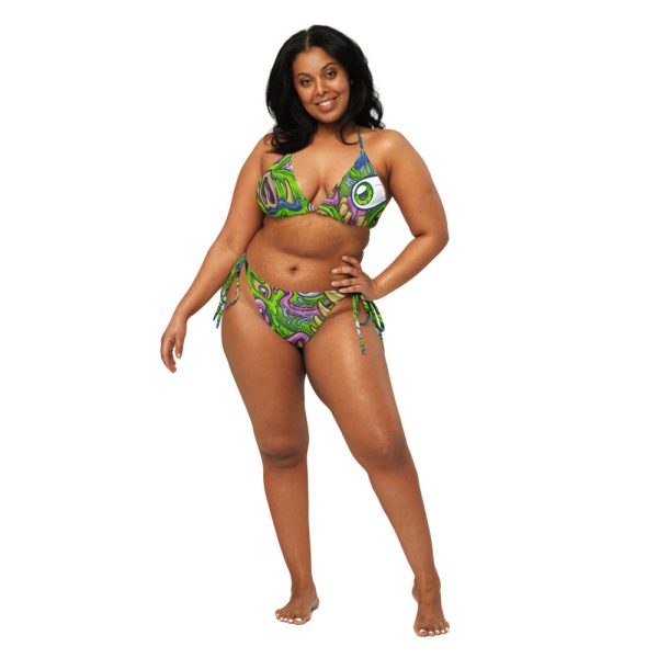 Plus-size model in Green Monster Bikini front view