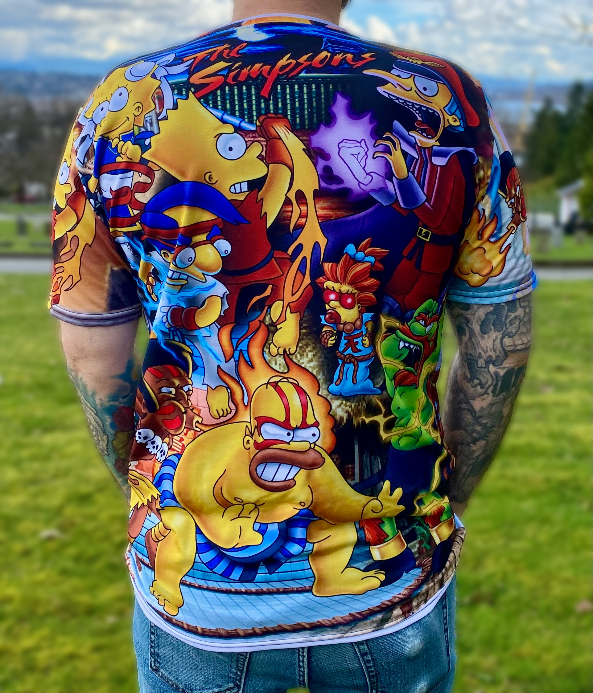 sean-cox-tattoo-vancouver-tshirts-street-fighter-simpsons-02 Back of Simpsons Street Fighter all-over print shirt