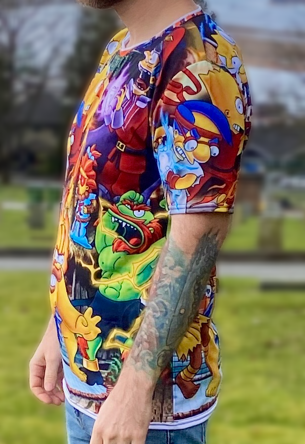 sean-cox-tattoo-vancouver-tshirts-street-fighter-simpsons-04 Left side of all-over Simpsons Street Fighter shirt