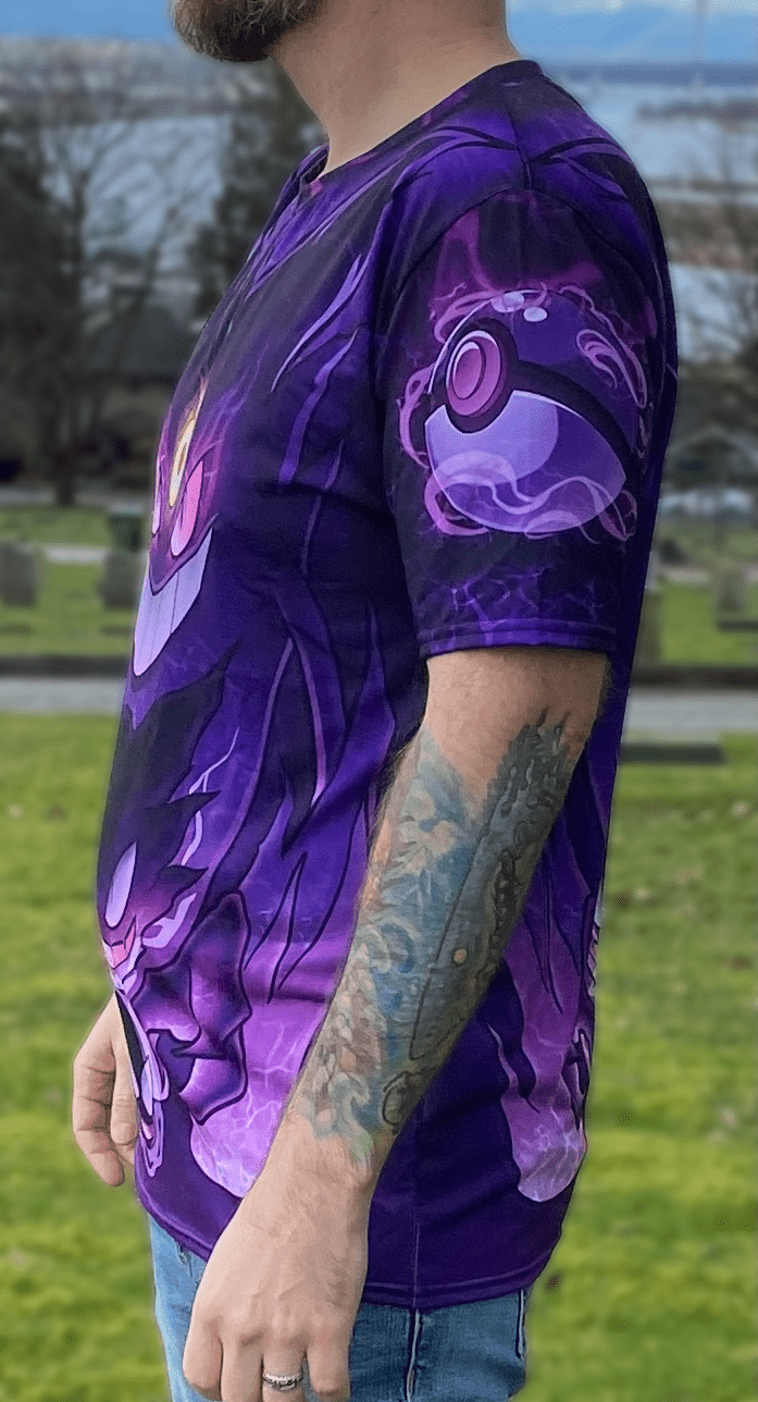 poison-pokemon-all-over-print-t-shirt-sean-cox-tattoo-new-westminster - 1 Left side of purple Pokémon ghost-type mashup tee