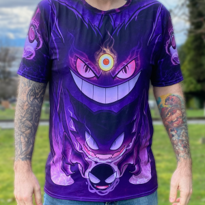 Front view of ghost-type Pokémon evolution shirt