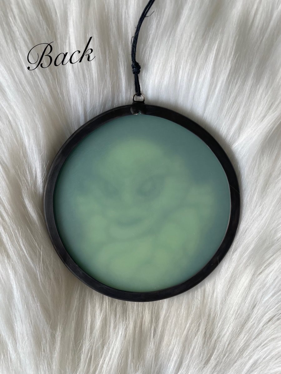 sean-cox-tattoo-glass-art-she-creature-1-back Back of She Creature From The Black Lagoon glass round