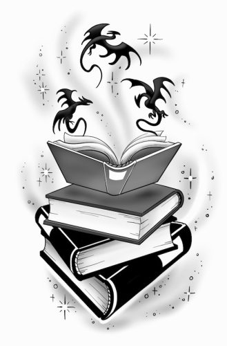 Magic Book & Dragons Tattoo Flash – New Westminster