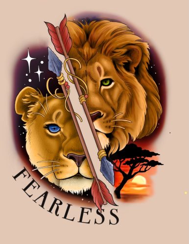 Fearless Lion & Lioness Tattoo Flash- New Westminster
