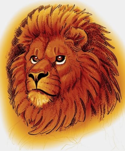Lion Head Tattoo Flash – Bold Color Piece (New West)