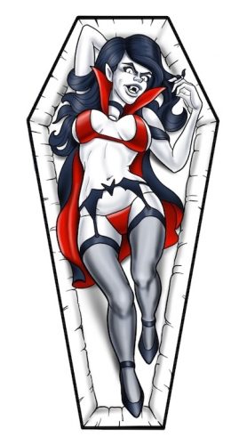 Vampiress Coffin Pin-Up Tattoo Flash Vancouver BC