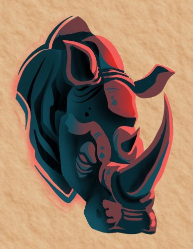 Rhino Head Tattoo Flash Design New Westminster BC