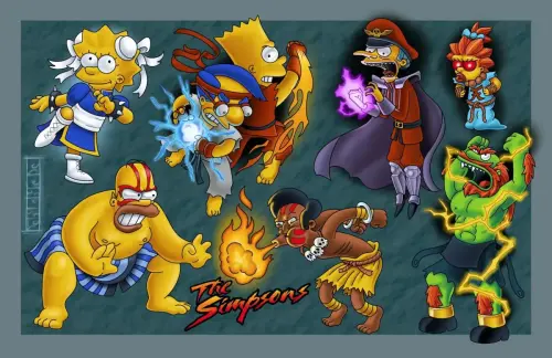 Simpsons x Street Fighter tattoo flash by Sean Cox Vancouver