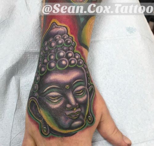 Buddha Hand Tattoo, Illustrative Color, Sean Cox, New West