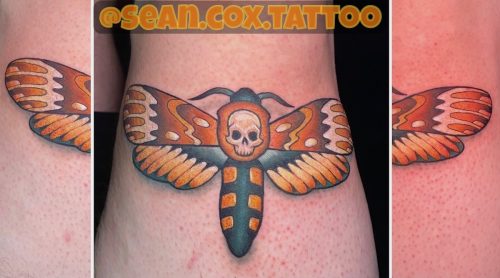 Death’s-Head Moth Tattoo, Bold Colour, Sean Cox, Vancouver
