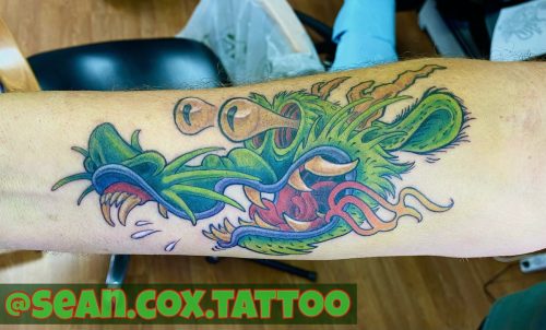 Dragon Rat Tattoo, Bright Colour, Sean Cox, Vancouver