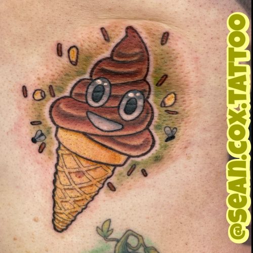 Poop Ice Cream Tattoo, Cartoon Colour, Sean Cox, Surrey