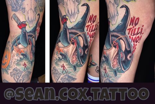 Serial Killer Whale Tattoo, Colour Illustration, Sean Cox, Vancouver