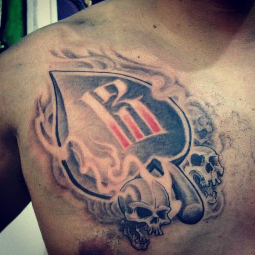 Black and Grey Ace of Spades Chest Tattoo – Vancouver