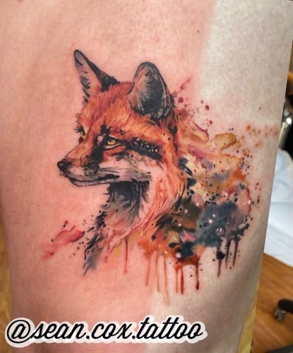 Watercolour Fox Tattoo, Realism, Vancouver