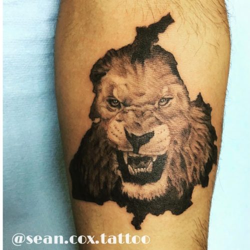 Punjab-Outline Lion Realism Tattoo – Vancouver
