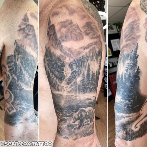 Mountain Waterfall Tattoo, Realism, Vancouver