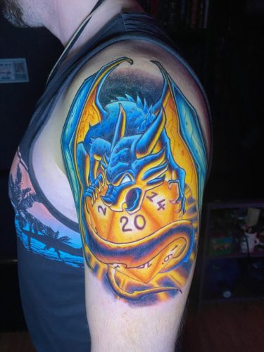 D20 Dragon Tattoo, Colour Illustration, Sean Cox, Vancouver