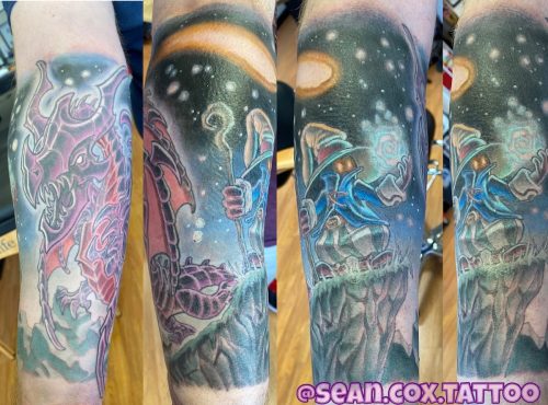 Vivi and Bahamut Final Fantasy Colour Tattoo, Vancouver