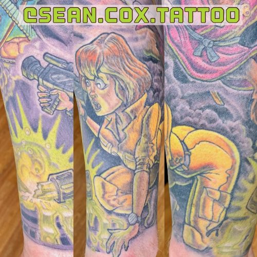 Colorful Ninja Turtles April Tattoo by Sean Cox, Vancouver