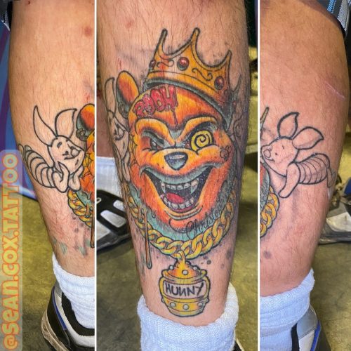 Notorious Pooh Tattoo, Colour Cartoon, Sean Cox, Surrey