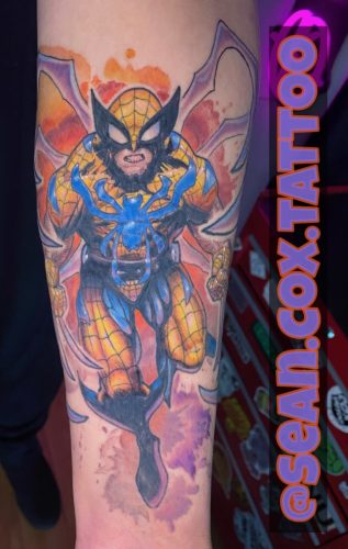 Wolverine Spider-Man Tattoo, Colour Illustration, New West