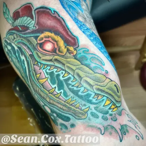 New School Alligator Tattoo, Color, Sean Cox, Vancouver