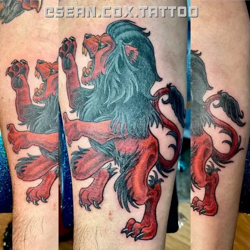 Scottish Lion Tattoo, Illustrative Color, Sean Cox, Burnaby