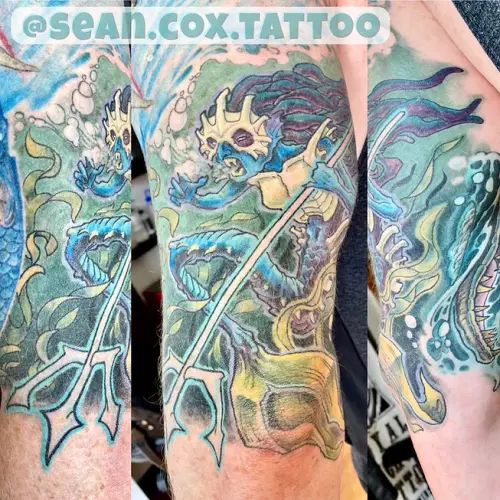 Color mermaid tattoo by Sean Cox Tattoo, New Westminster