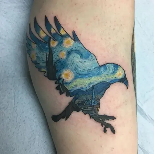 Van Gogh Crow Tattoo, Color, Sean Cox, New West