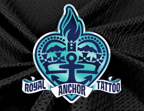 Royal Anchor Tattoo Logo – Blue Crown Sacred Heart Design