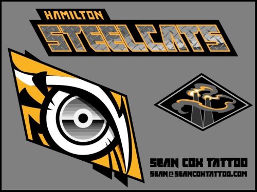 Hamilton Steelcats sports logo design by Sean Cox